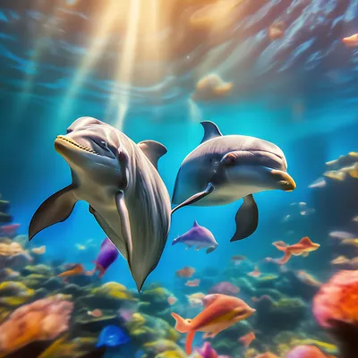 Дельфины под водой стоковое фото ©galdzer 6191925