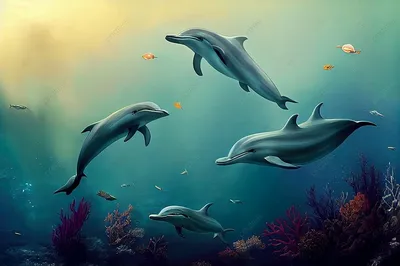 Фотообои \"Дельфин под водой\" - купить в интернет-магазине Ink-project с  быстрой доставкой
