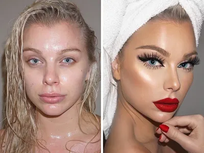 Девушки делятся фотографиями до и после макияжа, и многие выглядят как  совсем другие люди