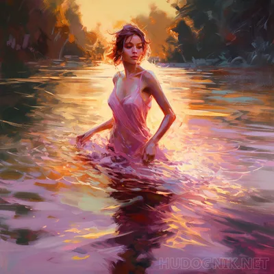 девушка в воде с венком Stock Photo | Adobe Stock
