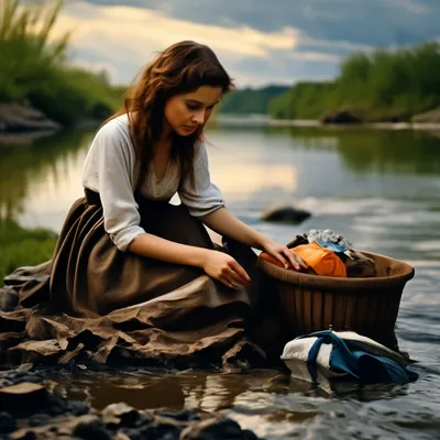 Красивое утро осени девушки на реке Стоковое Изображение - изображение  насчитывающей падение, напольно: 80321277