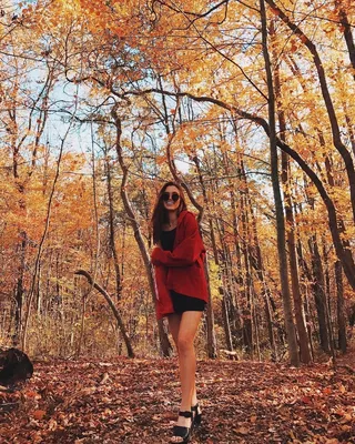 Фото девушек осенью в лесу фото