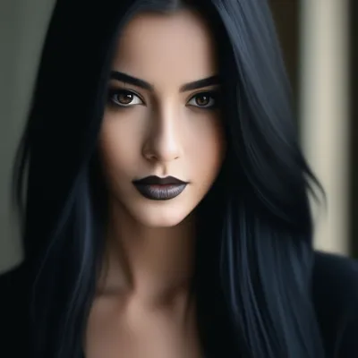 Красивая девушка с чёрными волосами…» — создано в Шедевруме