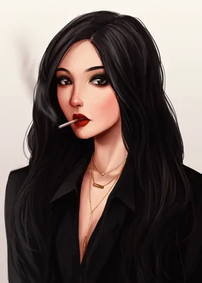 Великолепная женщина с длинными темными волосами позирует в студии в черном  Дре стоковое фото ©Slava_14 147327905