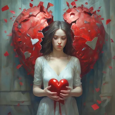 Девушка смотрит сердце которое держит в его руке Стоковое Фото -  изображение насчитывающей владение, сторона: 44349804
