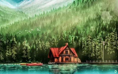 Дом на берегу озера в лесу (77 фото) - фото - картинки и рисунки: скачать  бесплатно
