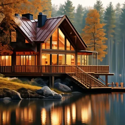 Картинки домик в лесу красивые у озера (70 фото) » Картинки и статусы про  окружающий мир вокруг