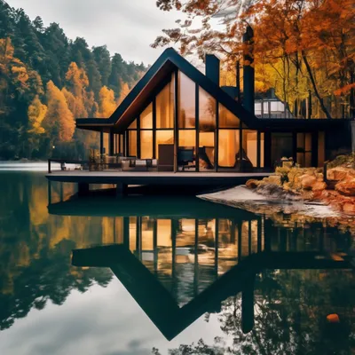 Дом мечты у озера в лесу место …» — создано в Шедевруме