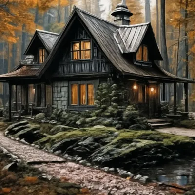 Пазл домик зимний в лесу - разгадать онлайн из раздела \"Природа\" бесплатно