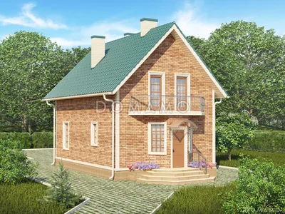 Проект двухэтажного кирпичного дома с мансардой № 39-15 в стиле хай-тек |  каталог Проекты коттеджей