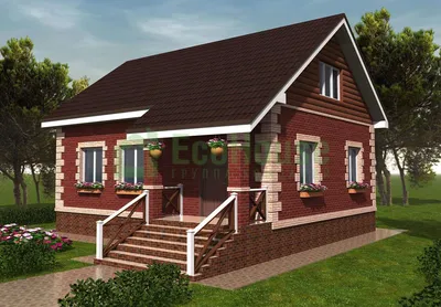 Проект кирпичного дома с мансардой № 59-97KL1 в скандинавском стиле |  каталог Проекты коттеджей