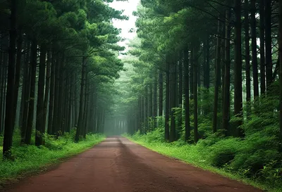 Скачать 1920x1080 дорога, лес, деревья, сосна, даль обои, картинки full hd,  hdtv, fhd, 1080p