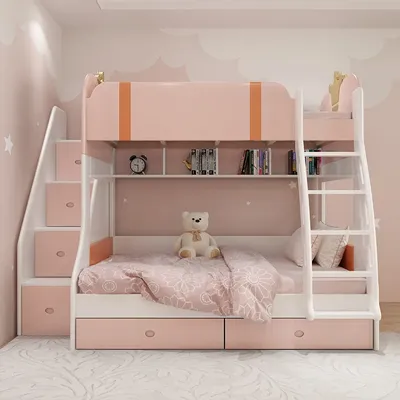 Детская мебель, полностью деревянные верхние и нижние кровати, двухэтажные  высокие и низкие кровати для девочек, Современные Простые двухъярусные  кровати | AliExpress