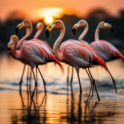 Фламинго На закате» — создано в Шедевруме