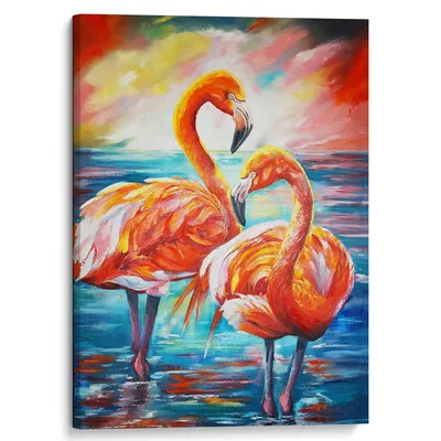 Красный фламинго на закате» — создано в Шедевруме