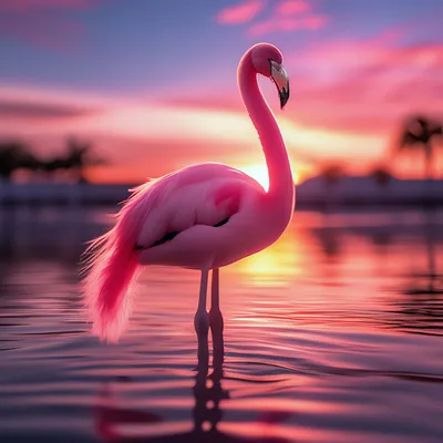 Розовый фламинго дитя заката, , …» — создано в Шедевруме