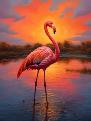Картинки закат, фламинго, розовый - обои 1280x1024, картинка №463075