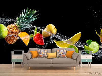 Фотообои фрукты и вода на черном фоне», (арт. 21330) - купить в  интернет-магазине Chameleon