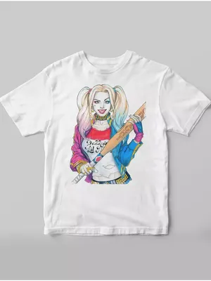 Футболка с ручной росписью Harley Quinn. Отряд Самоубийц | Пикабу