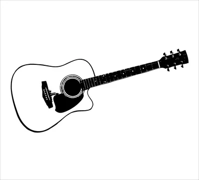 Векторный значок гитары, изолированный на белом фоне. Плоский мультяшный  струнный акустический музыкальный инструмент. - Ozero - российский фотосток