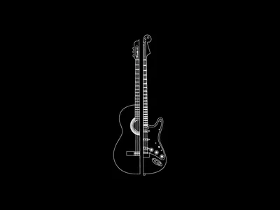 Рисунок черно белый гитара - 67 фото