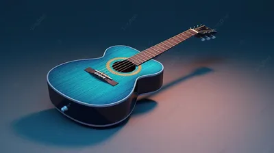 синяя акустическая гитара, 3d рендеринг акустической гитары на синем фоне  3d дизайн иллюстрации, Hd фотография фото, акустическая гитара фон картинки  и Фото для бесплатной загрузки