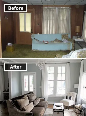 До и после: новый облик скучной бежевой гостиной