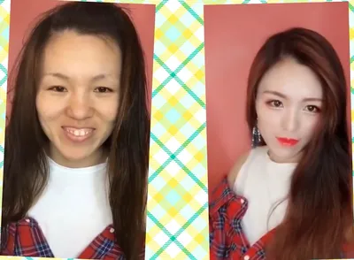 До и после макияжа (азиатки) | Пикабу