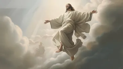 Иисус стоит на облаках, картинка иисус в облаках фон картинки и Фото для  бесплатной загрузки