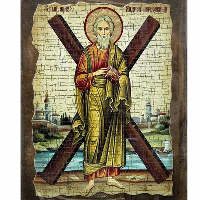 Старинная православная икона Андрей Первозванный - купить оптом