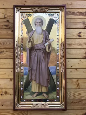 Купить икона святого апостола андрея первозванного в окладе из янтаря