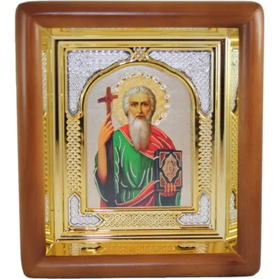 Заказать необычную рукописную икону Андрея Первозванного с золотом и узорами