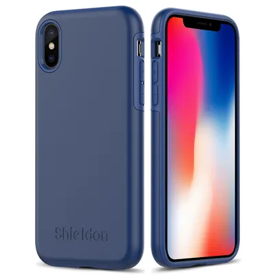 SHIELDON iPhone XS, iPhone X Case - Middle blue Case for Apple iPhone X / iPhone  10 - Plateau Series