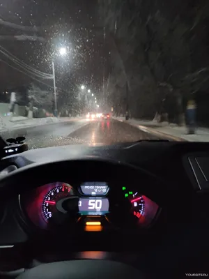 Вид из машины ночью зимой - 47 фото
