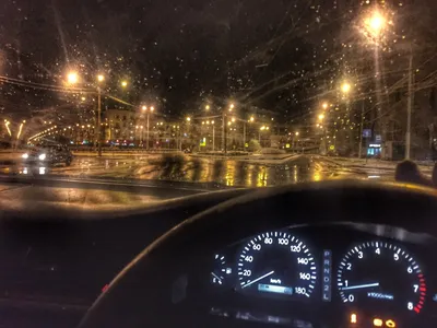 Вид из машины ночью - 57 фото