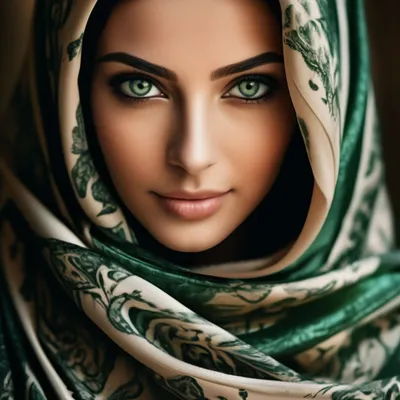 Арабская женщина, в хиджабе, голубая…» — создано в Шедевруме