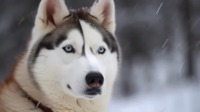 Сибирский хаски с голубыми глазами | Пикабу