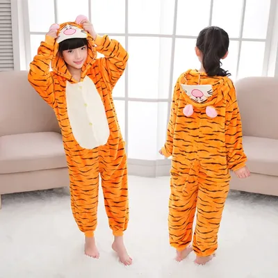 Цельная махровая детская пижама кигуруми Тигр купить оптом в Украине