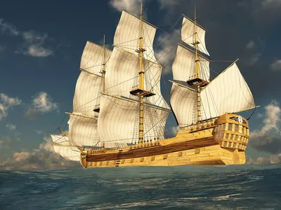 старый огромный старинный корабль в море фото, судно, вода, природа фон  картинки и Фото для бесплатной загрузки