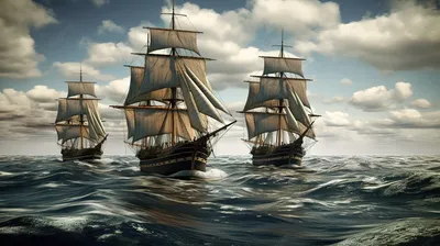 Деревянный корабль в море иллюстрация вектора. иллюстрации насчитывающей  фронт - 103398152