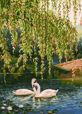 Картина с каменной крошкой \"Лебеди на озере\" багет 28х34 см 99030 111961  купить в Москве в интернет-магазине Уральский сувенир