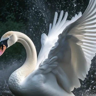 Полёт лебедя над озером, идеально …» — создано в Шедевруме
