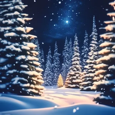 Зимний лес ночью (97 фото) - 97 фото