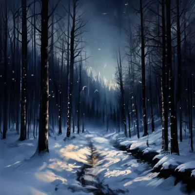 Зимний лес ночью (97 фото) - 97 фото