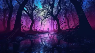 фэнтези-лес ночью, светящиеся цветы и светильники Иллюстрация штока -  иллюстрации насчитывающей фантазия, ведущего: 265132156