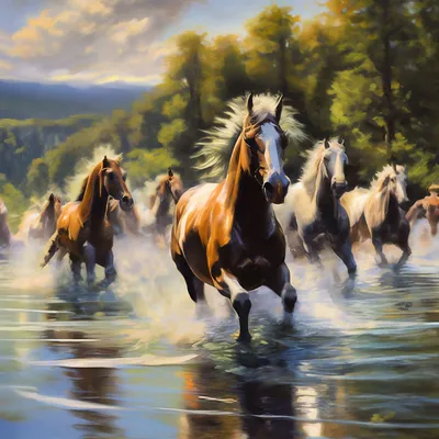 Четыре Свободных Лошади Скачут В Воде — стоковые фотографии и другие  картинки Лошадь - Лошадь, Белая лошадь, Бегать - iStock