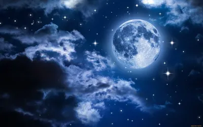 Луна на ночном небе - 67 фото