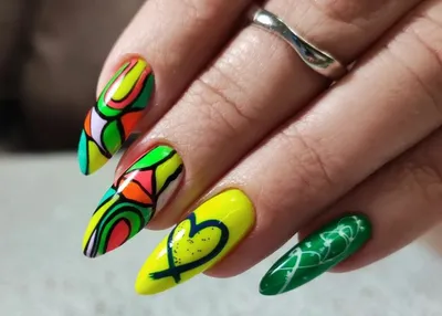 Неоновый маникюр☀️Разноцветные ногти☀️Маникюр 2023 in 2023 | Us nails,  Nails, Photo and video