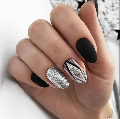 Дизайн черных ногтей - фото