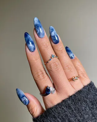 Новинки синего маникюра: 80 свежих фото | Nail designs spring, Nail art,  Nail designs